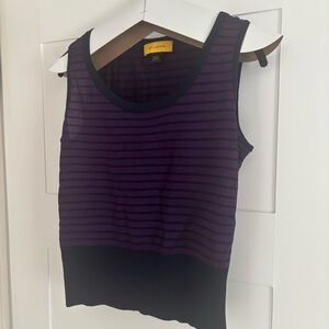 St. John sleeveless sweater vest. Purple with navy stripes. Small. Scoop neck